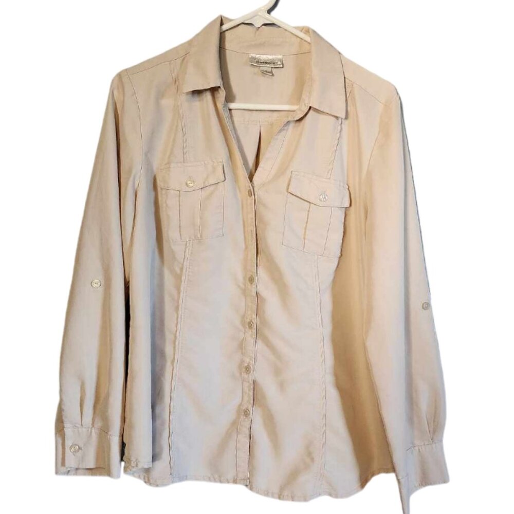 EUC Dress Barn Long Sleeve Blouse Beige/Cream